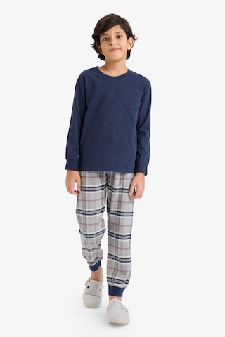 Defacto Erkek Çocuk Flanel Pijama Takımı Uzun Kollu Üst Uzun Alt F1005a825wnnv135 Lacivert-nv135