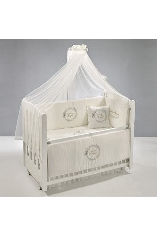 Meltem Kids Mia Anne Yanı Ahşap Sallanır Beşik 60 x 120 CM (Beyaz - Angel) Beyaz