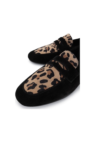 Tamer Tanca Kadın Hakiki Deri Siyah Süet Loafer Ayakkabı 961 555 Bn Ayk Y25 Syh Suet/leopar SIYAH SUET