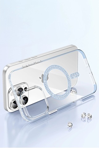 Apple Uyumlu iPhone 16 Pro Max Move Taşlı Magsafe Kapak Lila