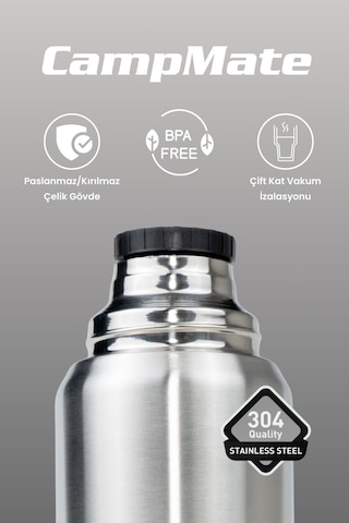 Cooker 1 Litre Çift Katlı Çelik Termos - 24 Saat Sıcak 48 Saat Soğuk Kamp, Outdoor, Piknik, Ofis, Otel, Kafe, Okul, Seyahat Çelik