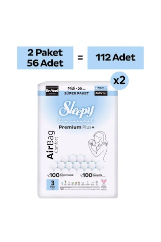 Sleepy Bio Natural Premium Plus Airbag Comfort Avantaj Paketi Bebek Bezi 3 Numara Midi 112 Adet