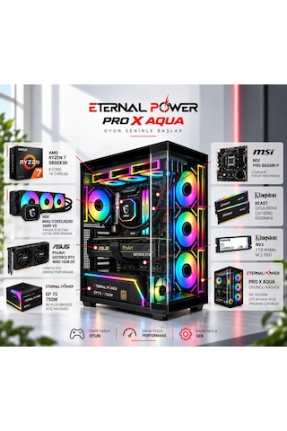 Eternal Power Amd Ryzen 7 9800x3d - Asus Proart Geforce Rtx 4080 16gb Oc - 32gb Ddr5 Ram - 1tb Nvme M.2 Ssd - Msı Mag Coreliquid 360mm Sıvı Soğutma Hazır Oyuncu Ve İş İstasyonu Bilgisayarı