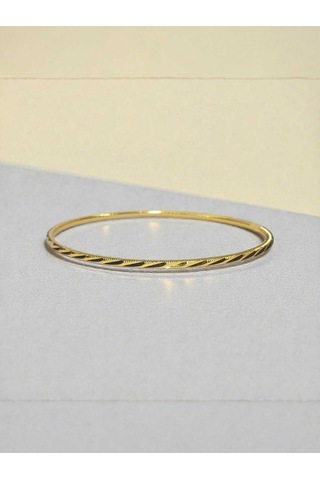 22 Ayar Altın Kaplama Kalemli 2'li Ajda Bilezik Seti 2 Mm Gold