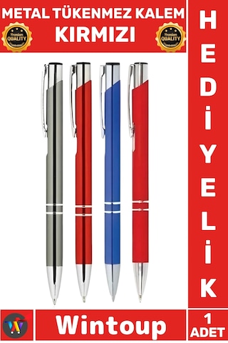 Kalem Lüks Şık Ofis Hediyelik Modern Ergonomik İmza Kaliteli Özel Metal Tükenmez Kalem Kırmızı Çok Renkli