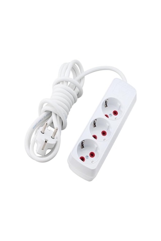 Piramit 3'lü Topraklı Grup Priz Uzatma Kablosu 220v 16a 3x1mm 2 M