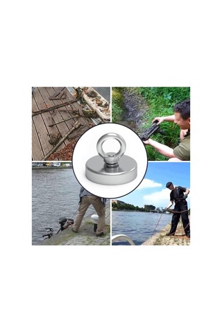 Dünya Magnet 48mm Çapında Fishing Magnet, Süper Güçlü Halkalı Neodyum Pot Mıknatıs, Kanca Kurtarma Mıknatıs