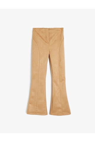 Koton Standart Bel Slim Fit Suni Süet İspanyol Paça Pantolon Deve Tüyü 5wkg40316ak Taba