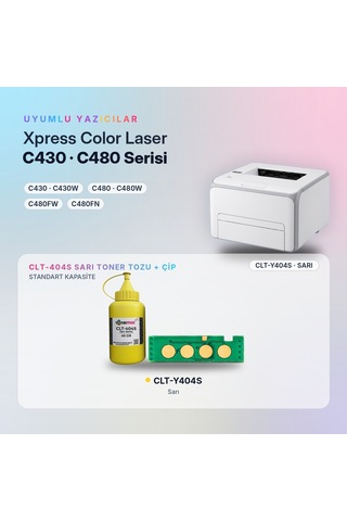 Samsung Uyumlu Clt-y404s Toner Tozu + Çip Sarı 45gr / Xpress C430 / C480