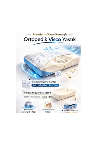 Boyun Destekli Ergonomik Ortopedik Yastık Mavi - Beyaz