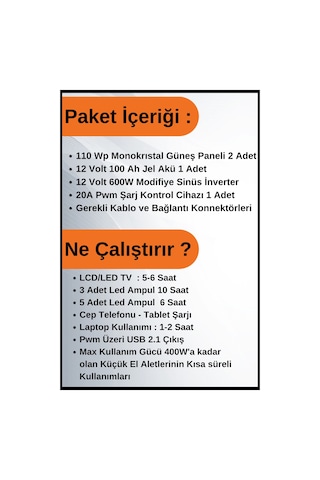 Tv+aydınlatma Trenta Solar Paket 220 Volt-2kwp