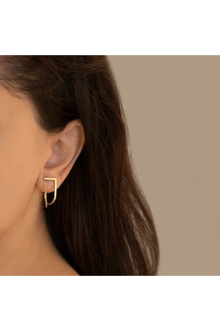 Dkmn Gümüş Oval Biçimli Zincirli 925 Ayar Kadın Gümüş Küpe