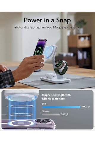 Esr 25w 3 In 1 Şarj Standı Magsafe Soğutuculu Halolock Apple Uyumlu iPhone + A