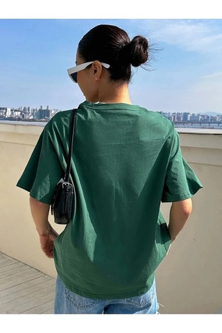 Clarity And Candor Baskılı Unisex Oversize T-shirt Yesil