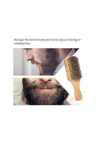 Hfambition Erkek Sakal Fırçası Ahşap Kollü Ev Ve Seyahat İçin Orta Boy Sakal Tıraş Aracı