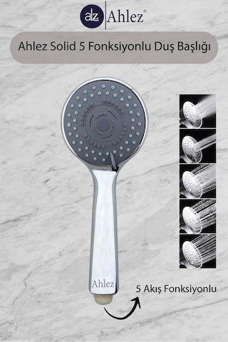 Solid 5 Fonksiyonlu Duş Başlığı + Pvc Duş Hortumu + Mafsal Duş Takımı Duş Seti Duş Seti Plastik Tr İ Renkli