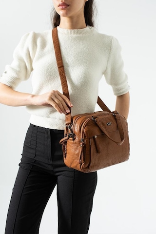 Baginn Retro Vegan Deri Günlük Kadın Postacı Çanta Çapraz Askılı Omuz Çantası Yıkama Suni Deri 27 23 Cm Taba
