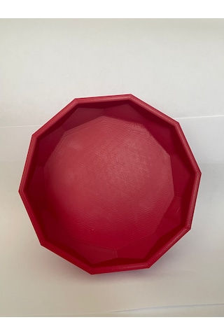 Kırmızı Köşeli Kase - Dekoratif Kase 15 Cm 3d Baskıdır- Sağlamdır