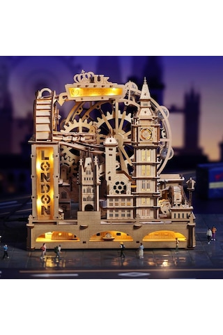 Rokr Egb01 Marble Travel London Marble Run Dıy Minyatür Maket Model Seti Ahşap 3d Wooden Puzzle 3d Model Kit Detaylı Dekoratif Hobi Seti Ahşap Maket