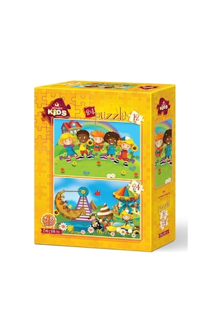 Art Çocuk Puzzle Eğlenen Çocuklar 12+24 Parça Puzzle