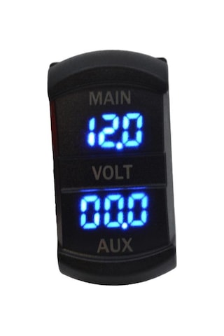 12v-24v Dijital Voltmetre Çift Ekran, Aynı Anda İki Ayrı Voltaj Anahtar Tipi Mavi Işık