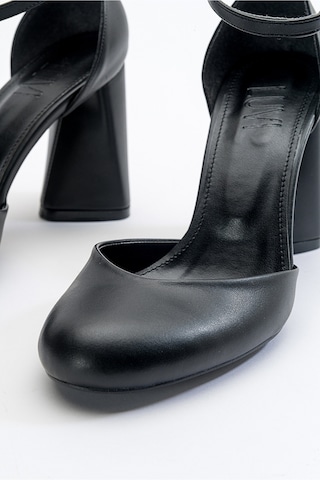 Luvishoes Oslo Siyah Cilt Kadın Topuklu Ayakkabı Sıyah Cılt