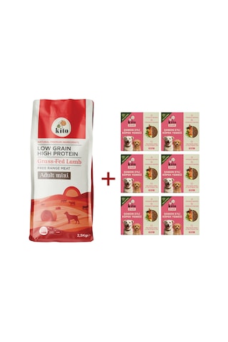 Kito Kuzu Etli Mini Irk Yetişkin Köpek Maması 2500 G + Kito Fresh Somon Etli Köpek Yemeği 6'lı