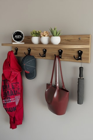 Alpa Ev Mobilya 5 Askılı Raflı Portmanto, Elbise Askılığı, Modern Duvar Organizer Askılık Atlantik Çam