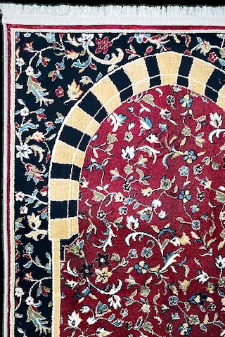 Ravza Desenli Bordo Namaz Seccadesi, Bambu Yüzey Pamuk Dokuma Taban