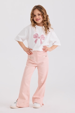 Panço Kız Çocuk Süs Cepli Pembe Pantolon
