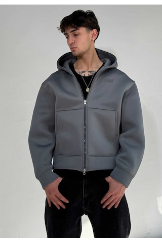 Zaee Oversize Scuba Zipp Hoodie Füme