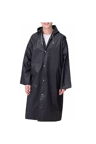 Netodak Siyah Kadın Erkek Yağmurluk Kapüşonlu Çıtçıtlı Eva Unisex Pratik Kapşonlu Yağmurluk Xl Büyük Beden Pembe Siyah