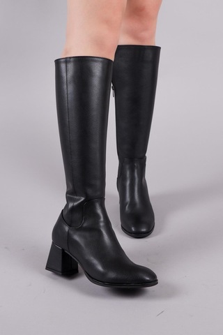 Chimay Aksesuarsız Topuklu Çizme Siyah-8559 Siyah