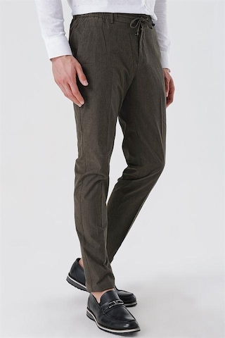 Koyu Vizon Çizgili Armürlü % 100 Pamuk Yan Cep Slim Fit Dar Kesim Casual Pantolon 1003230159-koyu Vizon Koyu Vizon