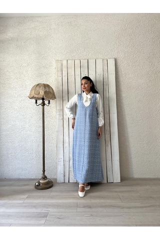 Bebe Mavisi Tüvit A-kesim Jile Elbise