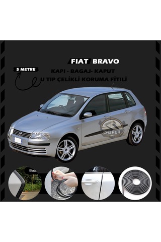 Fiat Bravo Oto Araç Kapı Koruma Fitili 5 Metre Parlak Siyah Renk