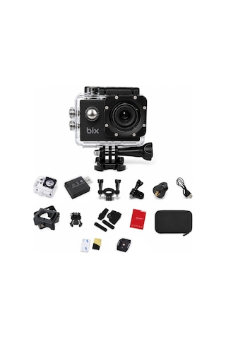 Bix Pulse 2 Wi-fi 4k 30fps Aksiyon Kamerası 20 Mp Web Kamera Modlu 30 Metre Su Geçirmez Kılıflı Bisiklet Motosiklet Vlog Kamerası Siyah