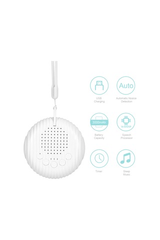 Suofeng Q3 Bebek Uyku Aleti - Beyaz Gürültü İle 8 Müzik Seçeneği - 23 Saat Kullanim Süresi - Beyaz Beyaz