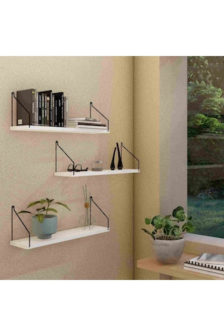 Roomiehome Duvar Rafı Kitaplık Mutfak Banyo Yaşam Alanı 3 Lü Set 15X40 Cm