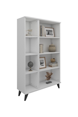 Simple Kitaplık 6 Raflı 90x30x144 Beyaz Beyaz