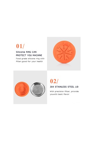 Folinda Didiesse Frog Kahve Makinesi İçin Yeniden Kullanılabilir Paslanmaz Çelik Kapsül 4g + Fırça + Kaşık + Kelepçe Seti - Taze Aroma Saklama Ve Akıcı Tat Turuncu