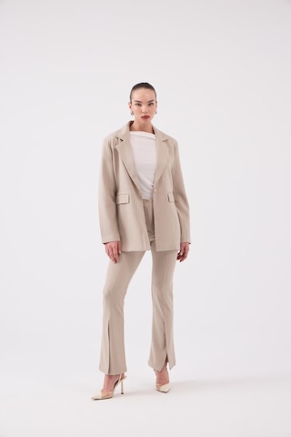 Holly Lolly Vatkalı Astarlı Blazer Striped Blazer Ceket Bej