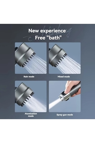 Bosphorusboutique02 1 Adet Basınçlı Duş Başlığı, 3 Hızlı Masaj, 1 Tıklama Durdurma, Black Siyah 3pc Siyah