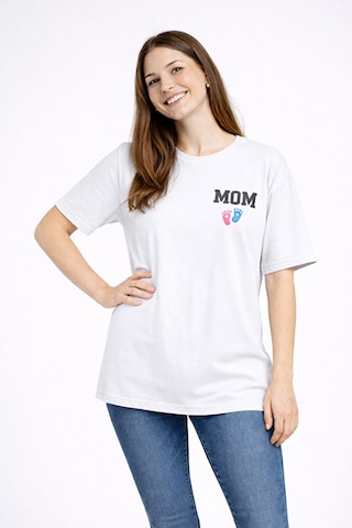 Nevermind Anne Baba Kombini Mom Dad Baskılı Çift Tişört Oversize Unisex 2 L Beyaz