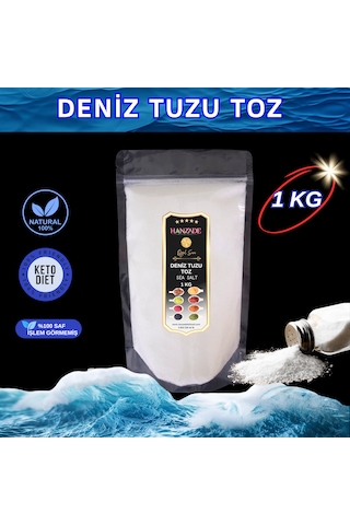 Hanzade Bitkisel Saf Deniz Tuzu Toz Öğütülmüş İyot İlavesiz 1 KG