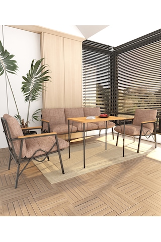 Doruk Home Balkon, Bahçe, Cafe, Metal Koltuk Takımı, Bahçe Mobilyası , Oturma Grubu, 3+1+1+masa Cappuccino