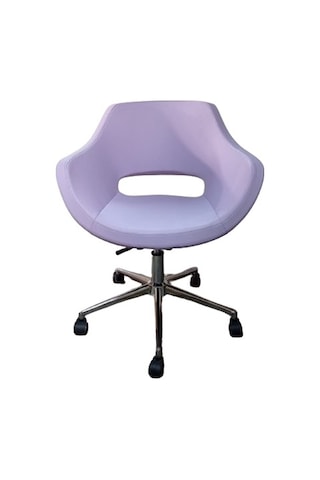 Metal Ayaklı Büro Sandalyesi Lila Renk Suni Deri