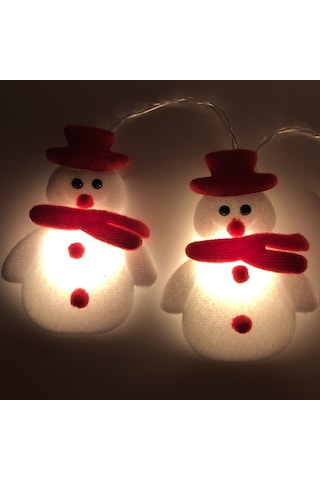 Ximistore9 Kar Karakteri Led Işık Zinciri Noel Giyim Ve Dekorasyonu - Sıcak Beyaz 1.65m 10 Işık Pilli