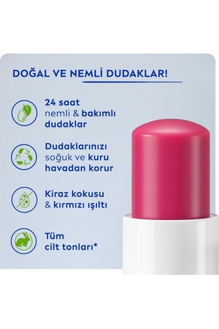 Nıvea Kiraz Dudak Bakım Kremi, 24 Saat Nem, Dudak Bakımı, Kiraz Kokusu, Hafif Kırmızı Işıltı 4,8gr Sku: Smg8690010401700