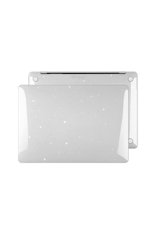 Novstrap Apple Macbook Air 15 İnç A2941 İle Uyumlu Kristal Parlak Simli Kılıf Sert Glitter Şeffaf